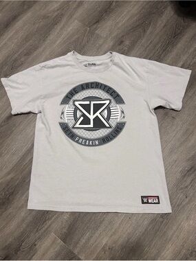 SETH ROLLINS The Architect AUTHENTIC T-SHIRT Sz L WWE Grey Wrestling Raw Shield